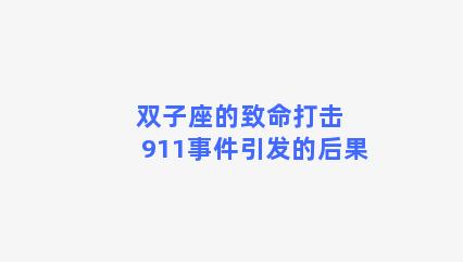 双子座的致命打击 911事件引发的后果